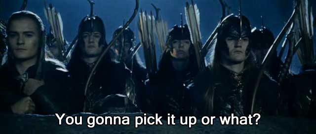 Engrish subtitle from LotR: The Two Towers bootleg